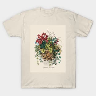 Rustic Basket Antique Botanical Illustration T-Shirt